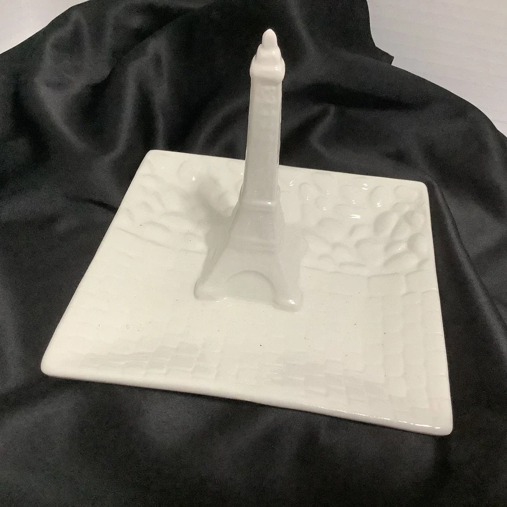 2016 Studio Frivolite White Metal Trinket Tray Eiffel Tower 5